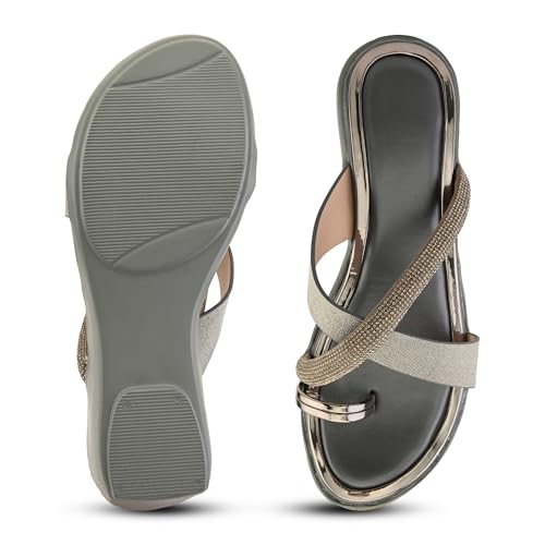 Centrino Women's Wedge Heel Sandals | Stylish Slip-On Sandals for Ladies | Soft Cushioned Footbed for Comfort | Elegant & Trendy Design | Lightweight and Durable Fashion Footwear 9410-8 - Image 4