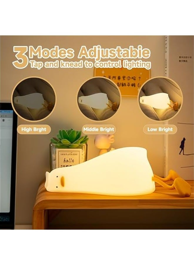 Adorable LED Squishy Animal Novelty Night Light for Kids, Cute Duck Lamp, Fun Lying Flat Chicken  Rabbit Panda Toddler Baby Nursery Touch Kawaii Room Decor  - Image 2
