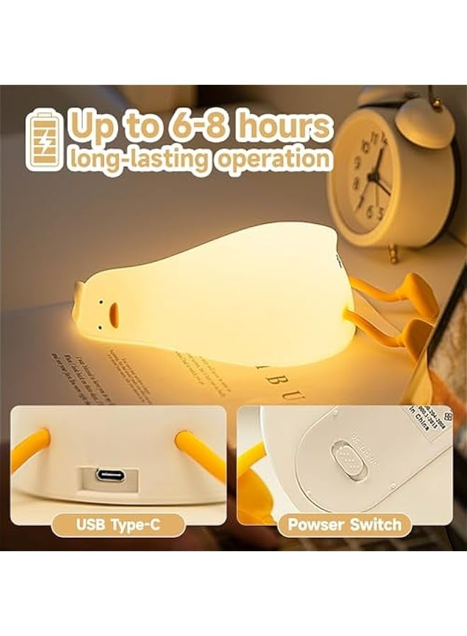 Adorable LED Squishy Animal Novelty Night Light for Kids, Cute Duck Lamp, Fun Lying Flat Chicken  Rabbit Panda Toddler Baby Nursery Touch Kawaii Room Decor  - Image 3