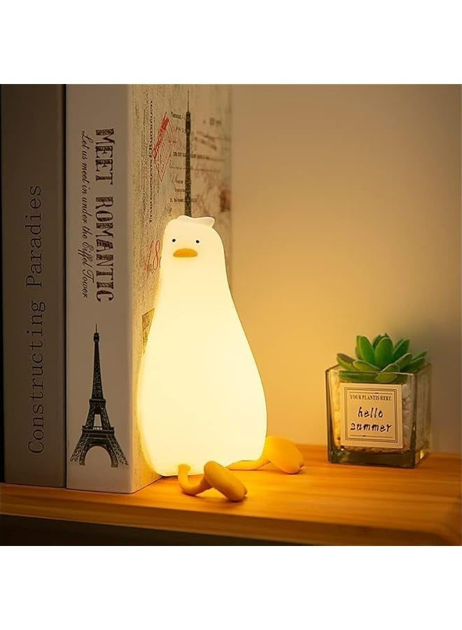 Adorable LED Squishy Animal Novelty Night Light for Kids, Cute Duck Lamp, Fun Lying Flat Chicken  Rabbit Panda Toddler Baby Nursery Touch Kawaii Room Decor  - Image 4