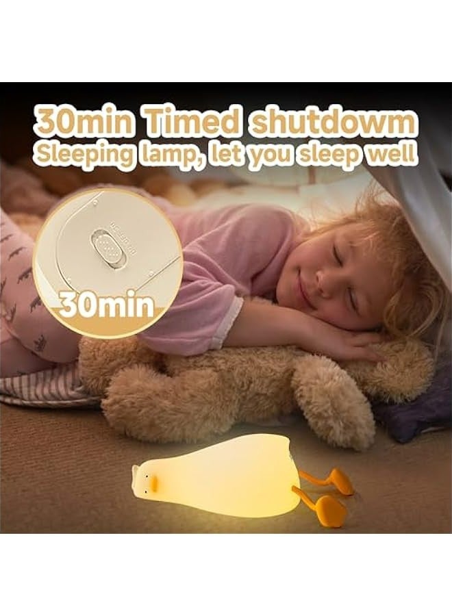 Adorable LED Squishy Animal Novelty Night Light for Kids, Cute Duck Lamp, Fun Lying Flat Chicken  Rabbit Panda Toddler Baby Nursery Touch Kawaii Room Decor  - Image 5
