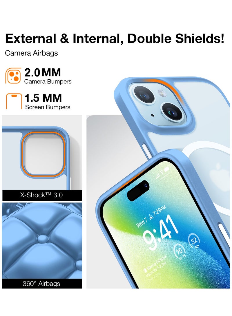 TORRAS Magnetic Designed for iPhone 15 Case, Compatible with MagSafe, [Mil-Grade Drop Tested, Shockproof Hard Back Soft Edge Slim Protective Case for iPhone 15 Case, Blue Light Blue - Image 2