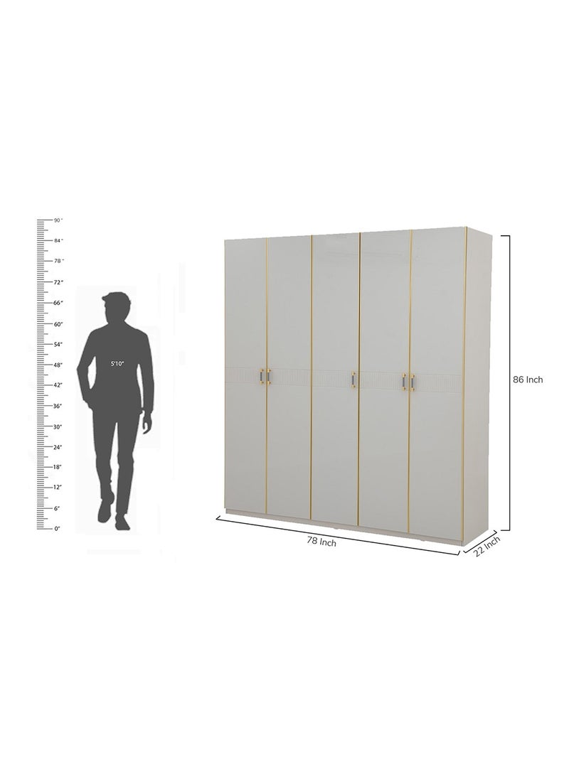 ROYALOAK - Royaloak Phoenix 5 Door Wardrobe – MDF – High-Gloss Finish – Modern & Durable – Freestanding - Image 1