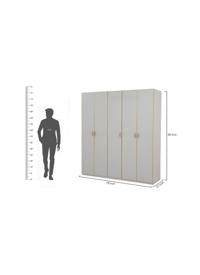 ROYALOAK - Royaloak Phoenix 5 Door Wardrobe – MDF – High-Gloss Finish – Modern & Durable – Freestanding - Image 1