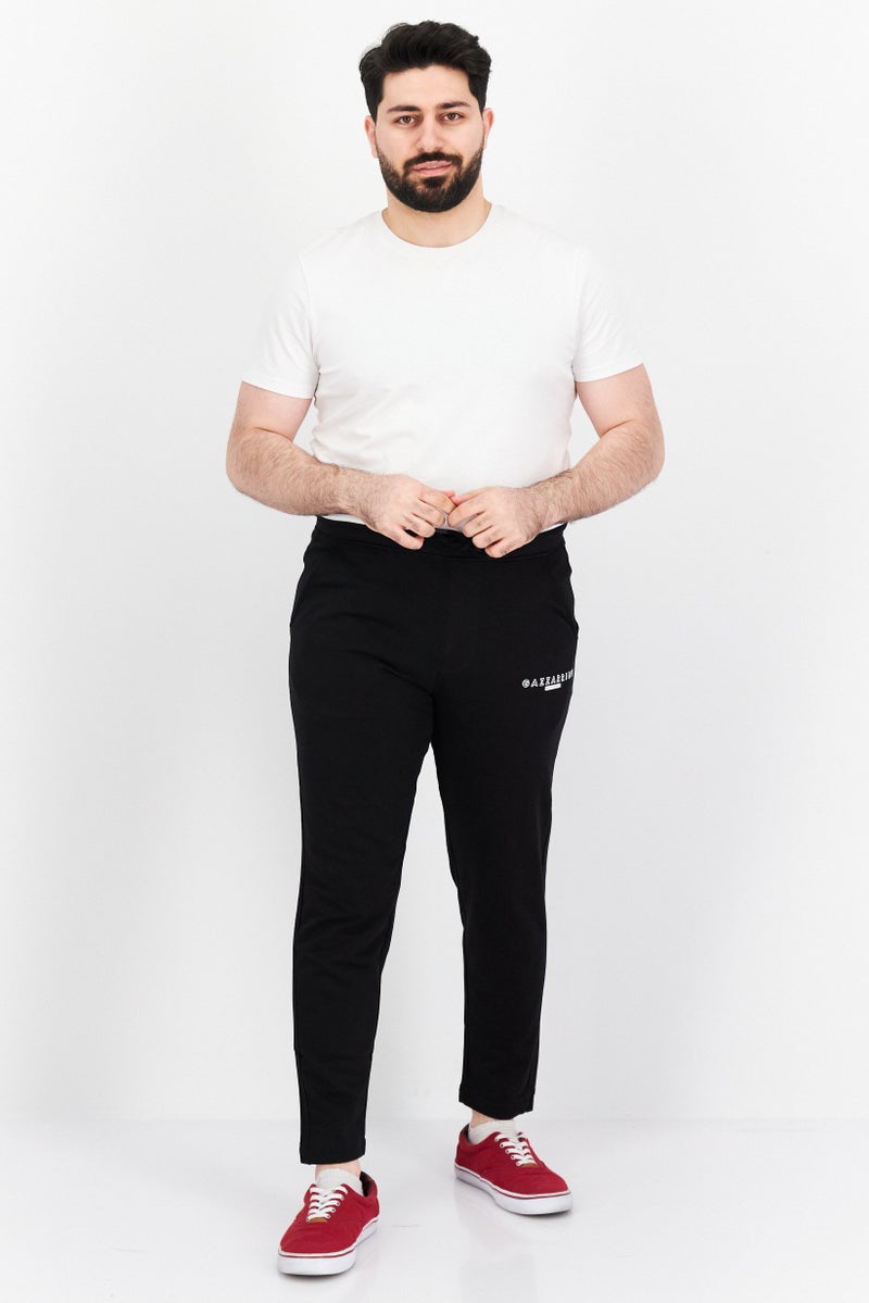 Gazzarrini Men Regular Fit Draw String Plain Sweatpants, Black - Image 3