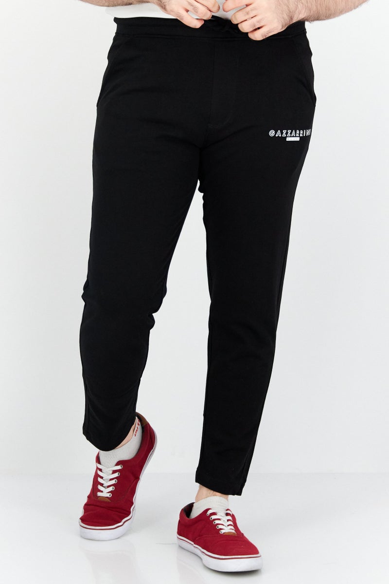 Gazzarrini Men Regular Fit Draw String Plain Sweatpants, Black - Image 1