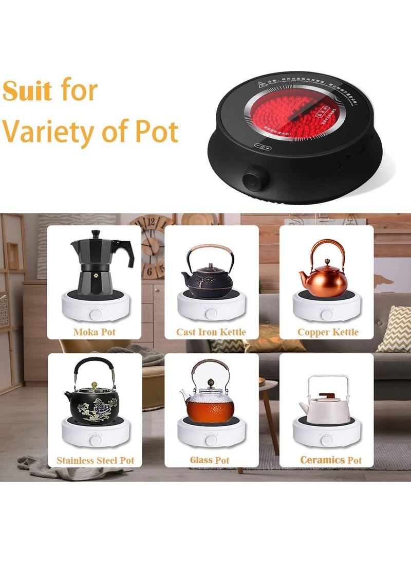 VUCATIN Mini Infrared Cooker, Infrared Stove, Coffee Pot Warmer, Electric Tea Kettle Stove, Electric Ceramic Hob 20 Minutes Auto Power Off Electric Stove, Heating Stovetop Burner (800W, Black) - Image 3