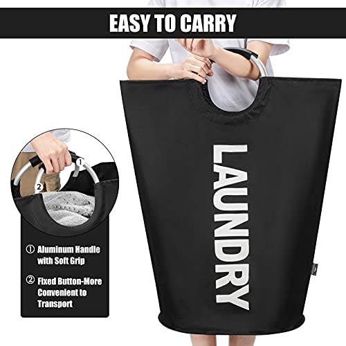 DOKEHOM 125L X-Large Laundry Basket, Collapsible Laundry Bag, Freestanding Tall Clothes Hamper, Foldable Washing Bin (Black) - Image 5