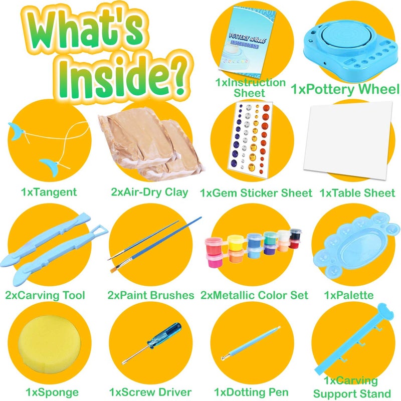 Insnug طقم عجلات الفخار، استوديو الفخار، طقم الحرف، استوديو الفنان، آلة السيراميك مع الطين، طقم عجلة الفخار والرسم الكامل للمبتدئين مع الطين النمذجي، أطقم الحرف - Image 4