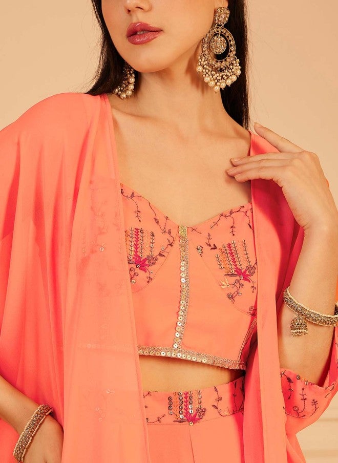 Indo Street Embellished Indo Fusion Top & Palazzos Set for Women - Image 2