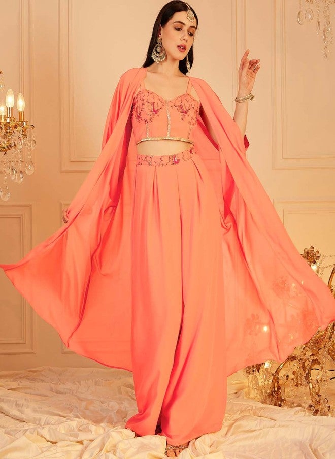 Indo Street Embellished Indo Fusion Top & Palazzos Set for Women - Image 1