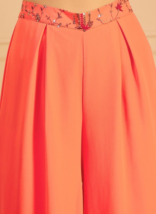 Indo Street Embellished Indo Fusion Top & Palazzos Set for Women - Image 3