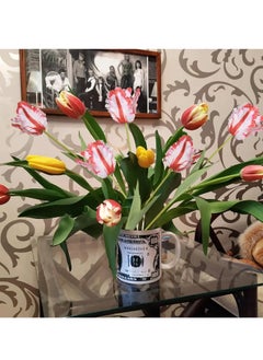 KASTWAVE 6PCS Tulips Artificial Flowers, Red Tulips 26.38in Real Touch Parrot Tulips Fake Tulips for Wedding Party Office Home Decor  - Image 5