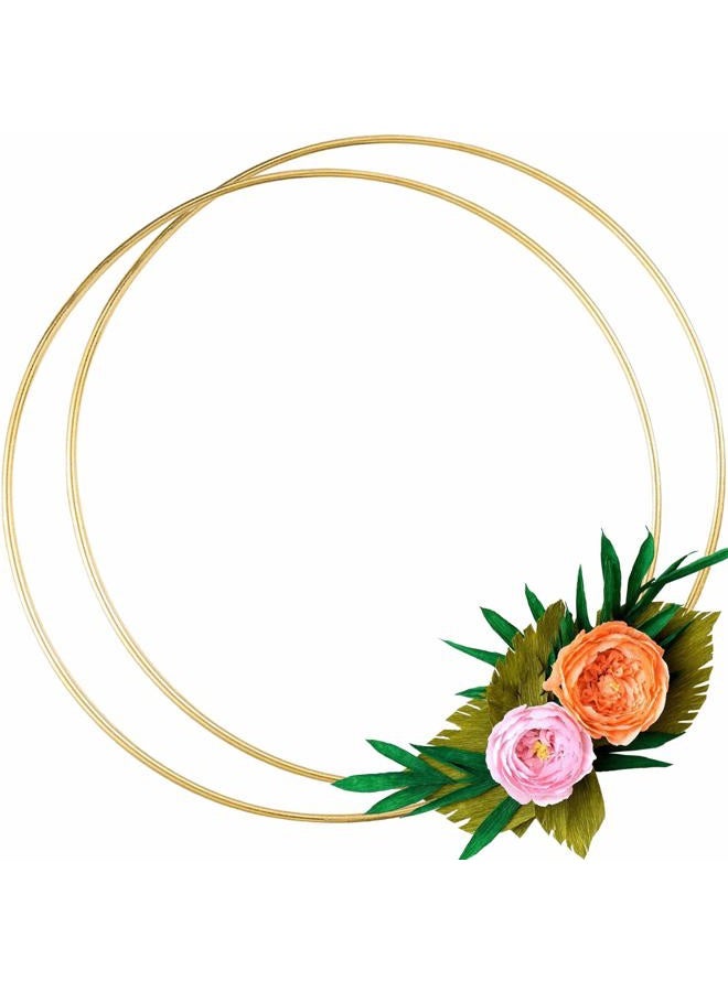 LULARINE 2 Pack 14 Inch Large Metal Floral Hoop Wreath Macrame Gold Hoop Rings for Making Wedding Wreath Decor and DIY Dream Catcher Wall Hanging Crafts - Image 1