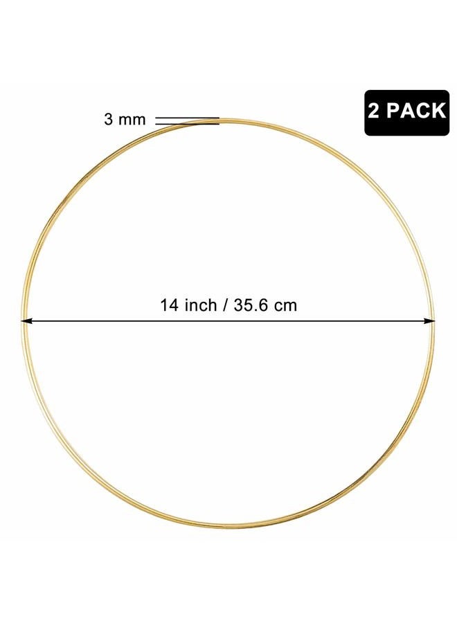 LULARINE 2 Pack 14 Inch Large Metal Floral Hoop Wreath Macrame Gold Hoop Rings for Making Wedding Wreath Decor and DIY Dream Catcher Wall Hanging Crafts - Image 2