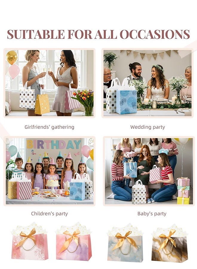 Lemon 4 Pack 11" Gift Bags Medium Size, Includes Tissue Paper & Cards, Reusable Cardboard Gift Bags with handles for Birthday, Party, Baby Shower, Wedding, Bridal Shower, Anniversary 11in×7.8in×3.9in - Image 3