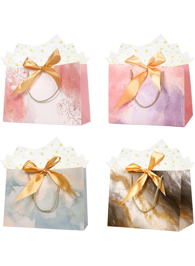 Lemon 4 Pack 11" Gift Bags Medium Size, Includes Tissue Paper & Cards, Reusable Cardboard Gift Bags with handles for Birthday, Party, Baby Shower, Wedding, Bridal Shower, Anniversary 11in×7.8in×3.9in - Image 1