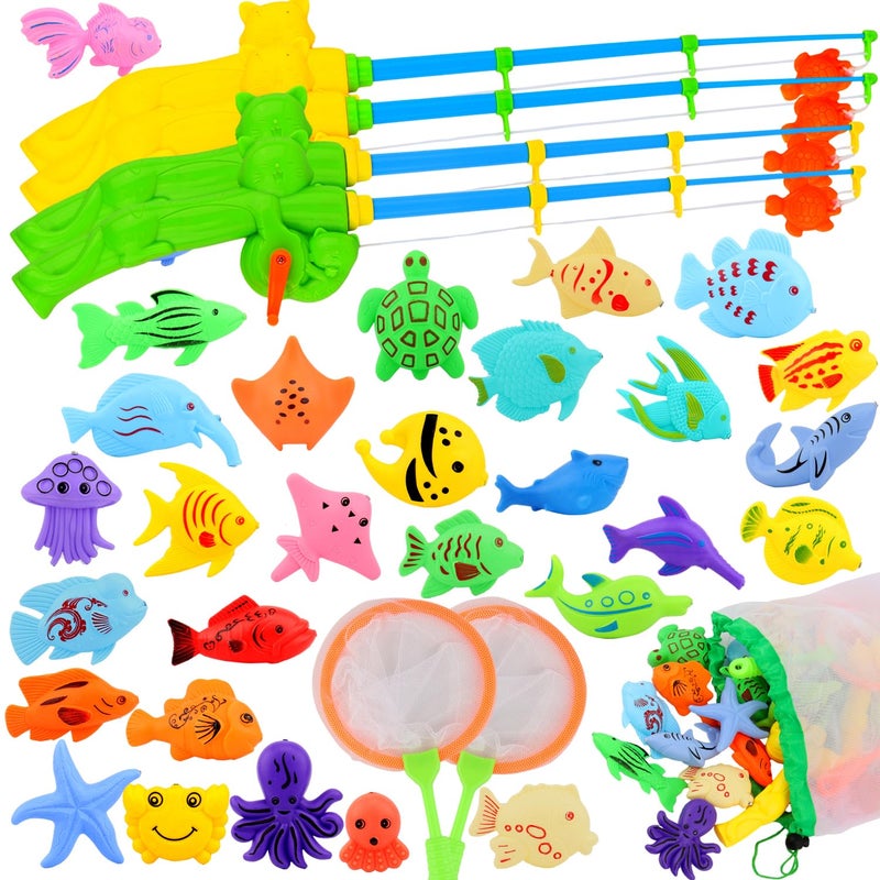 AUUGUU Magnetic Fishing Pool Toys Game Water Table Bathtub Bath Toy Pole Rod Floating Fish Birthday Party Gifts for Toddler Age 3 4 5 6 Year Old Kids Outdoor Toys - Image 3