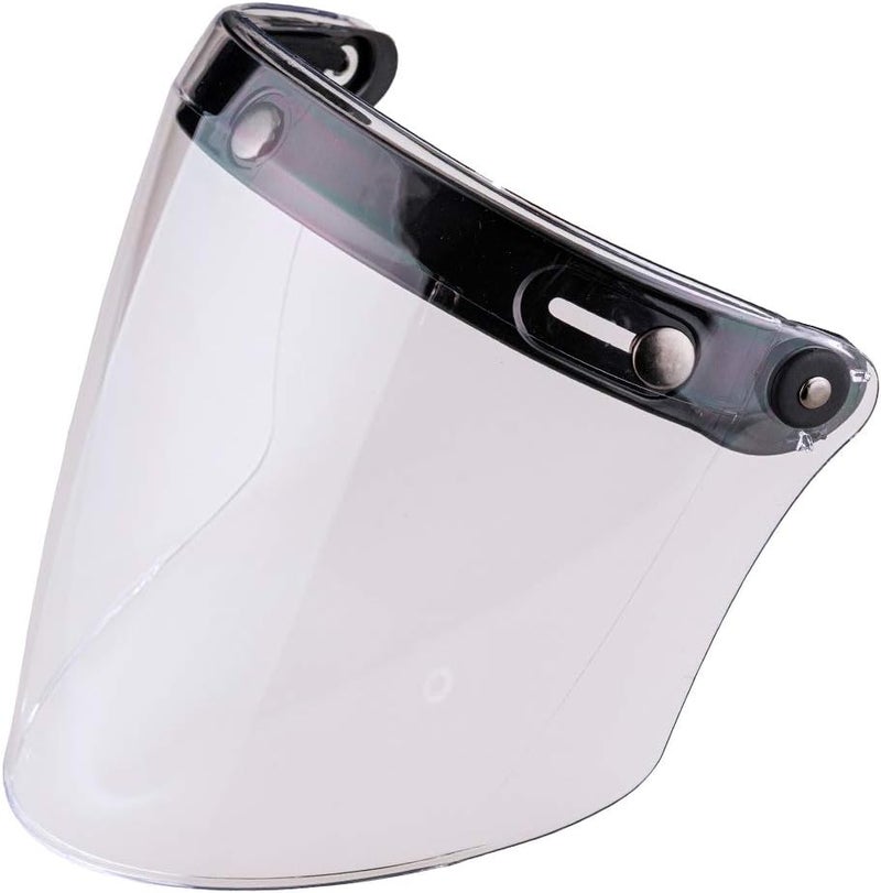 VCOROS Universal 3-Snap Flip Up Visor Shield Lens for Retro Open Face Motorcycle Helmet (Clear) - Image 1