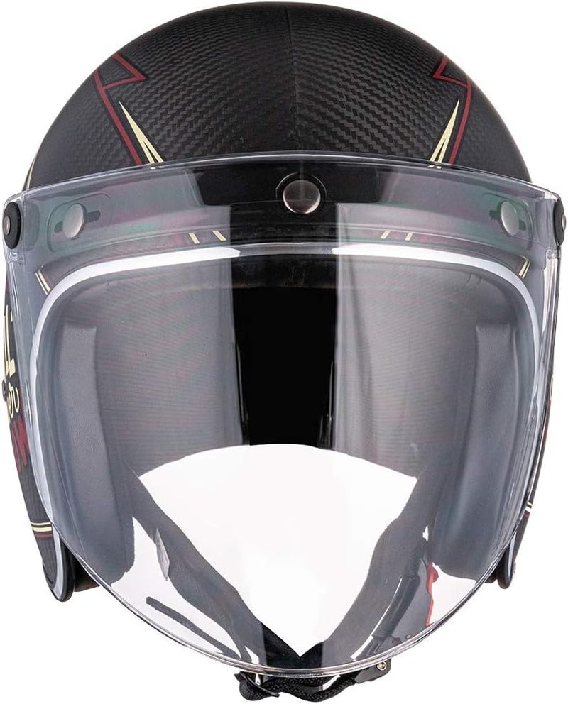 VCOROS Universal 3-Snap Flip Up Visor Shield Lens for Retro Open Face Motorcycle Helmet (Clear) - Image 5