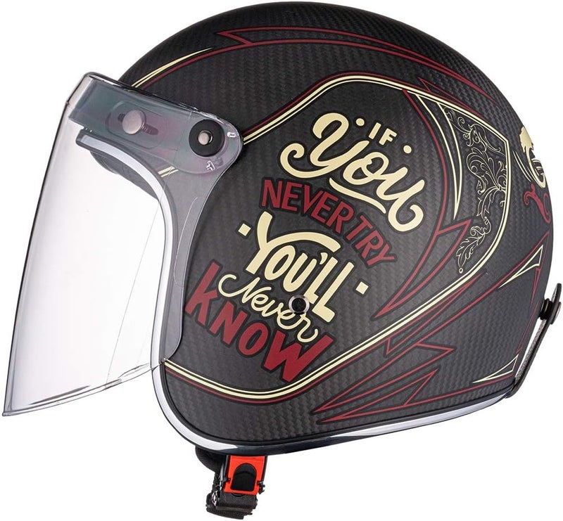 VCOROS Universal 3-Snap Flip Up Visor Shield Lens for Retro Open Face Motorcycle Helmet (Clear) - Image 4