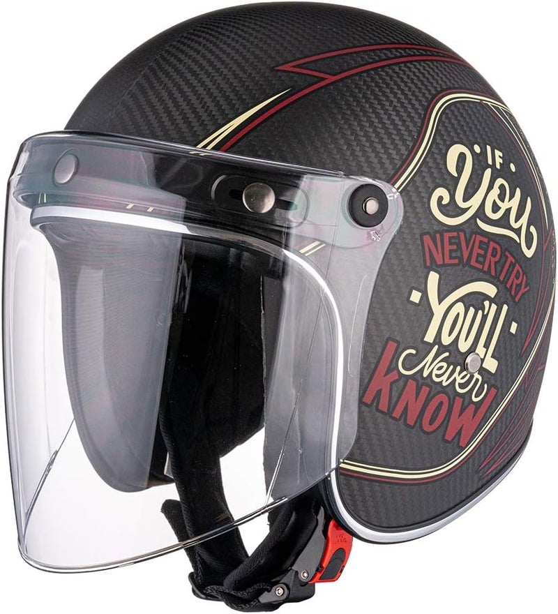 VCOROS Universal 3-Snap Flip Up Visor Shield Lens for Retro Open Face Motorcycle Helmet (Clear) - Image 3