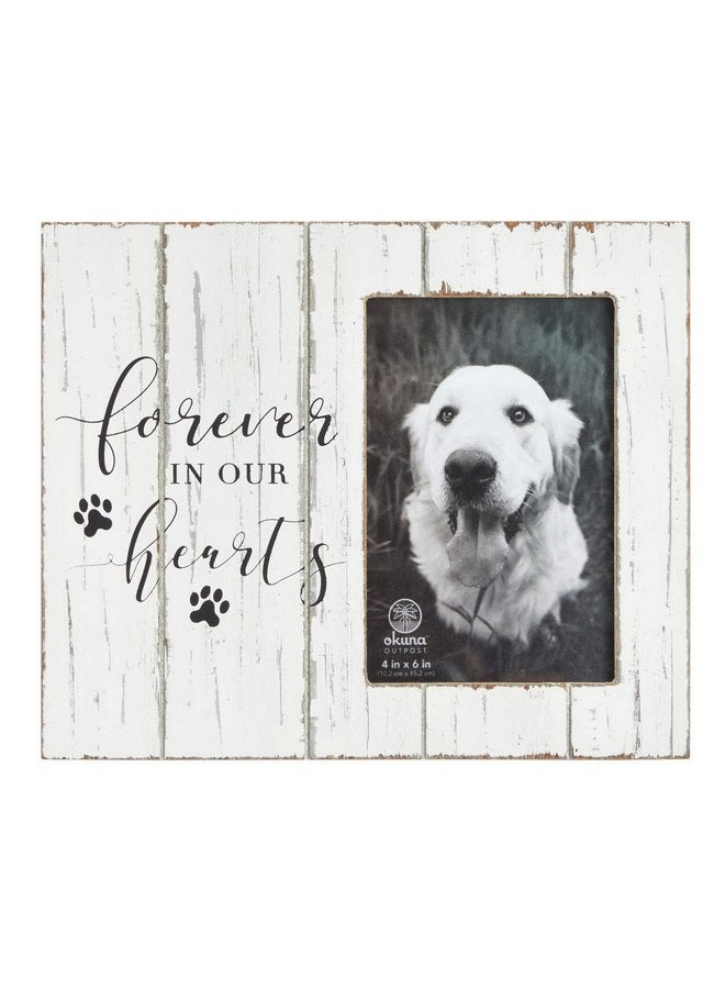 اوكونا اوتبوست إطار صور تذكاري خشبي على الطراز الريفي للحيوانات الأليفة، إطار صور عاطفي للكلاب مقاس 9.5 × 7.9 بوصة لتخليد ذكرى الحيوانات الأليفة التي توفيت، لعرضها إلى الأبد في قلوبنا للصور مقاس 4 × 6 بوصات (أبيض) - Image 1
