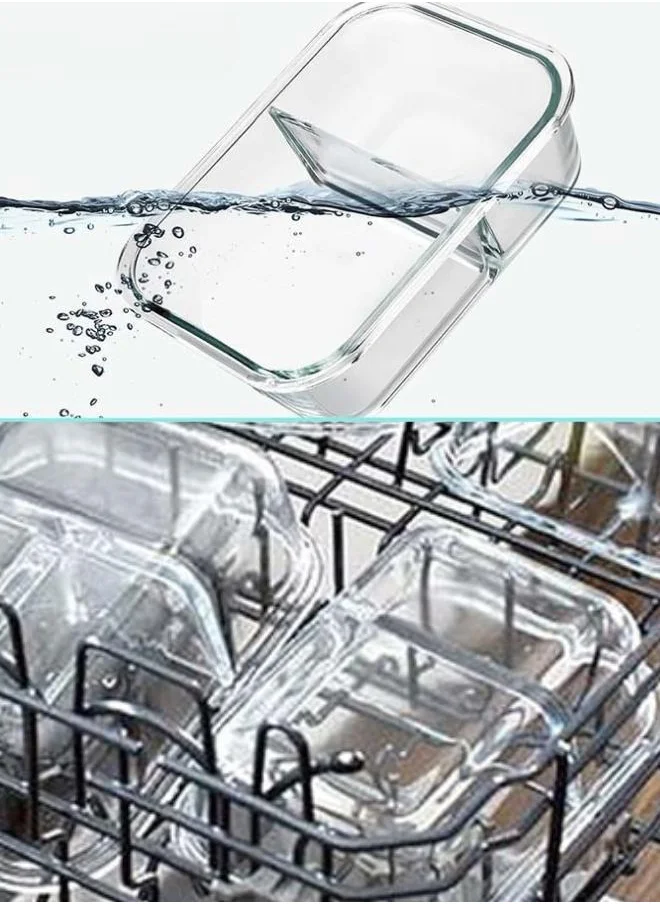QUESERA Glass Bento Box with 2 and 3 compartments- pack of 4