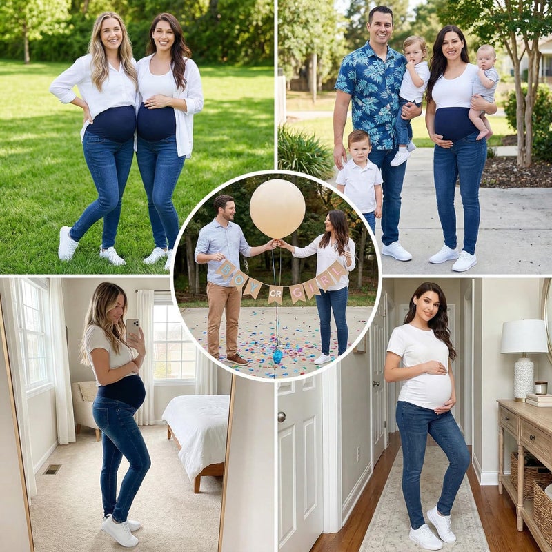 PACBREEZE Women's Maternity Jeans Over Belly Skinny Stretchy Denim Pants Comfy Slim Pregnancy Pants (Dark Blue, Small) - Image 2