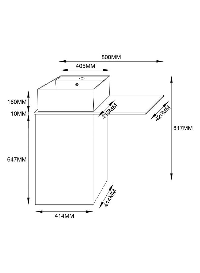 DANUBE HOME Milano Hana Vanity With Single Wash Basin (46X48X82) Cm - Light Grey Finish| Porcelain Sink Cabinet Compact Storage Cabinet For Modern Bathroom (Mirror Not Included) - Image 3