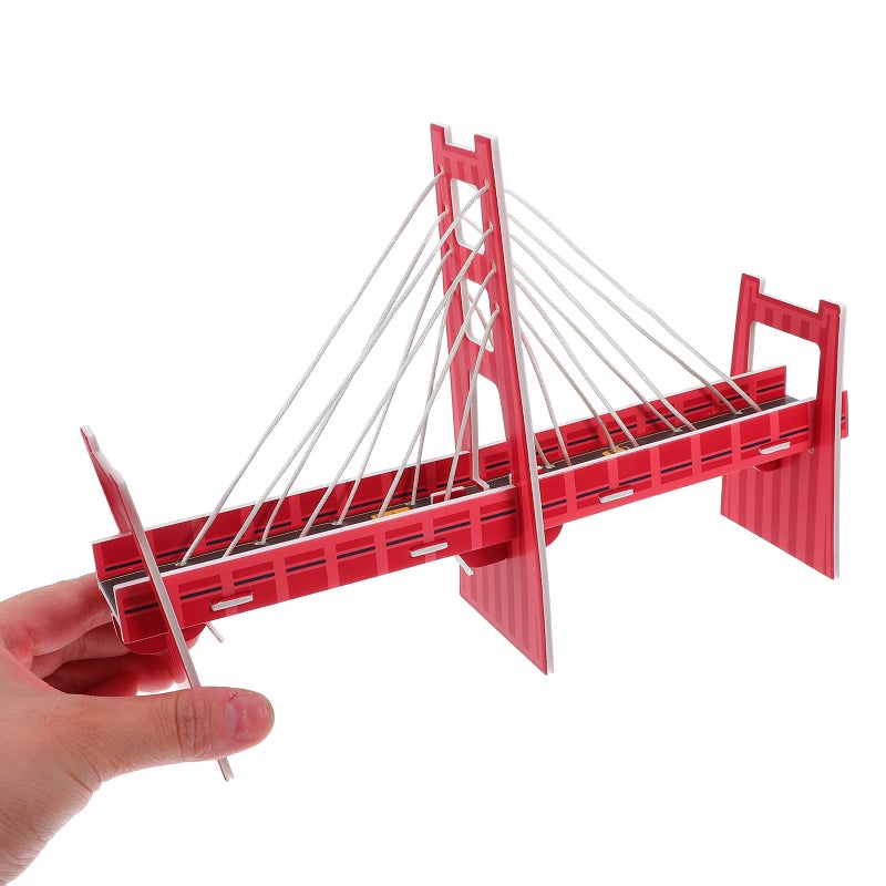 2pcs Kids Handmade Bridge Model Diy Assembly Kit Science Experiment Set Cable Stayed Bridge Model For Creativity And Learning - Image 2