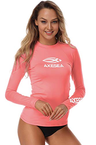 AXESEA Women Rash Guard Long Sleeve Active Top UPF 50+ Rashguard Swim Shirt Surf Swimwear,Coral,Medium - Image 2