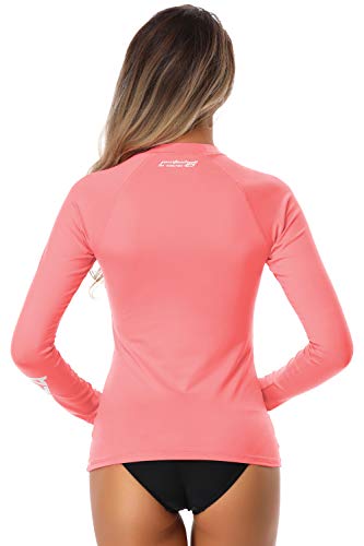 AXESEA Women Rash Guard Long Sleeve Active Top UPF 50+ Rashguard Swim Shirt Surf Swimwear,Coral,Medium - Image 5
