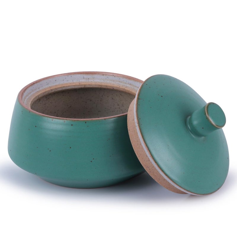 Amoysanli Retro Kitchen Ceramic Canister 1353 FL OZ 400 ML Vintage Food Storage Jar for Tea Coffee Beans Herb Candy Spices Nuts Ancient Green