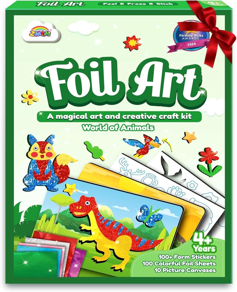 ZMLM Multi-market varied design options Foil Art Kit for Kids - Arts Crafts Fun Mess Free Activity, Gifts for Ages 4 5 6 7 8 9 Girls Boys, Crafts for Kids Creative Birthday Easter Basket Stuffers Gifts Toys (Dinosaur & Animal) All-round applied quality - Image 1