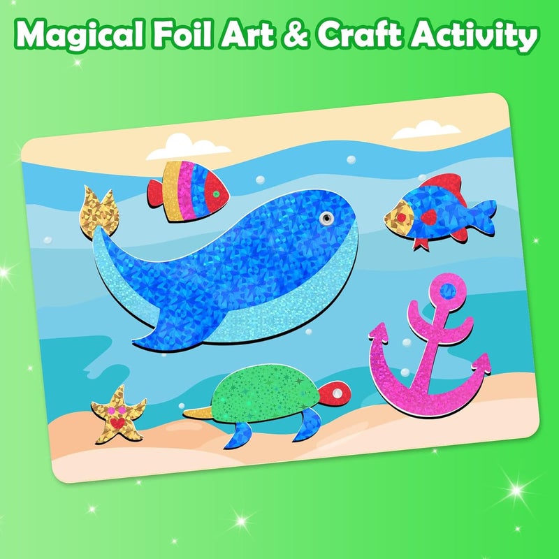 ZMLM Multi-market varied design options Foil Art Kit for Kids - Arts Crafts Fun Mess Free Activity, Gifts for Ages 4 5 6 7 8 9 Girls Boys, Crafts for Kids Creative Birthday Easter Basket Stuffers Gifts Toys (Dinosaur & Animal) All-round applied quality - Image 2