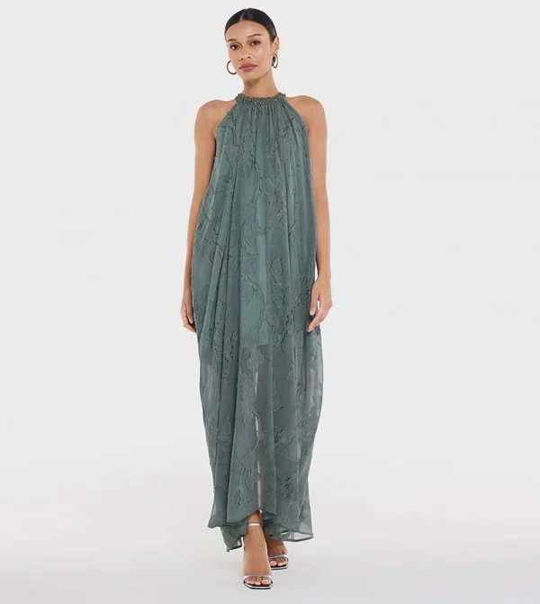 بي سي بي جي Women'S Embellished Halter Neck Dress