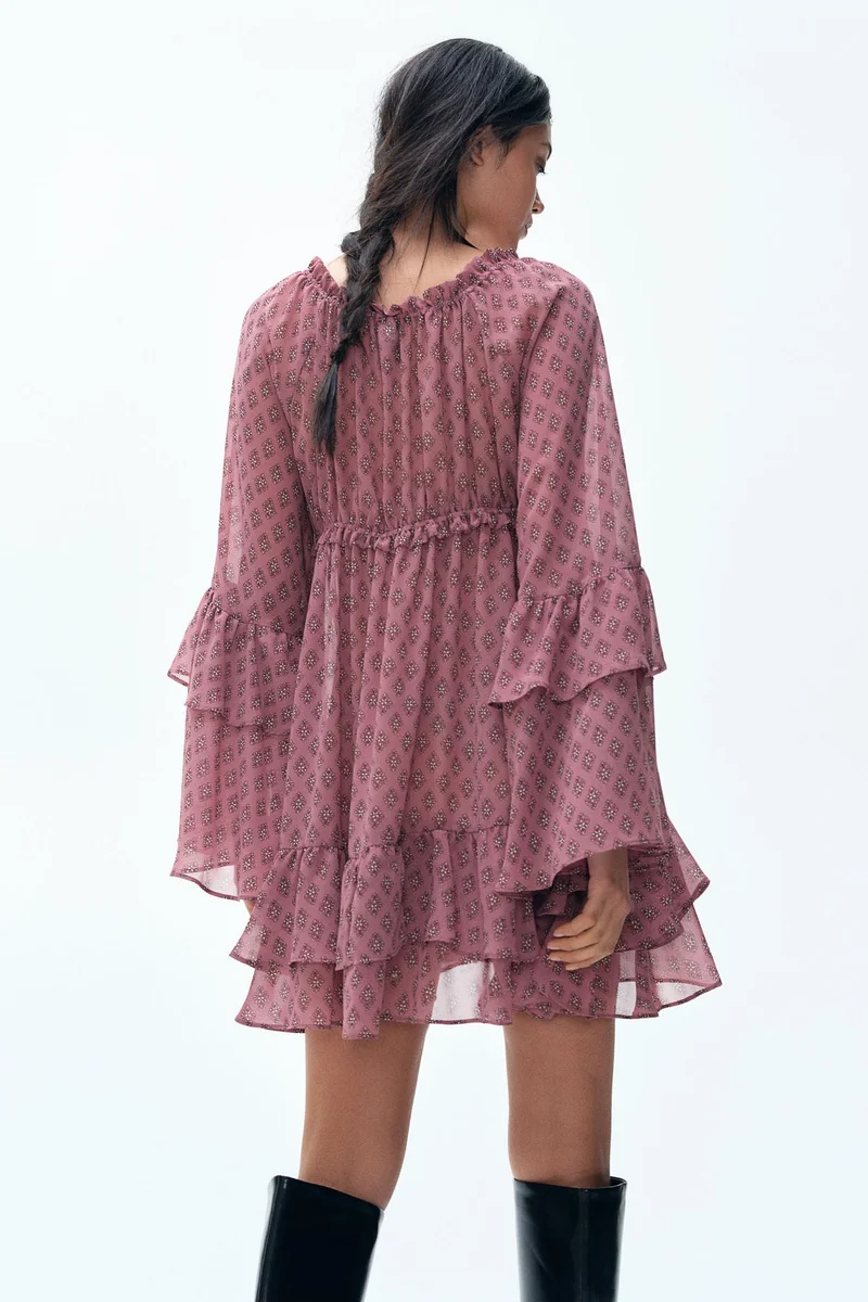 H&M Flounced chiffon dress