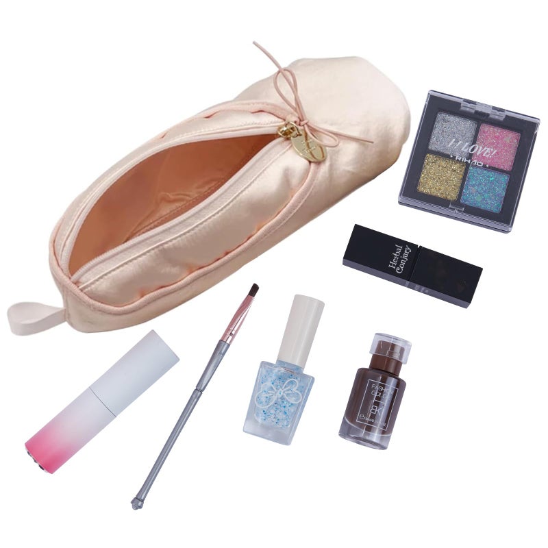 CECKQUE Ballet Dance Shoe Makeup Bag For Little Girls Ballerina Slipper Makeup Pouch Bag Ballet Pointe Shoes Gifts Pink