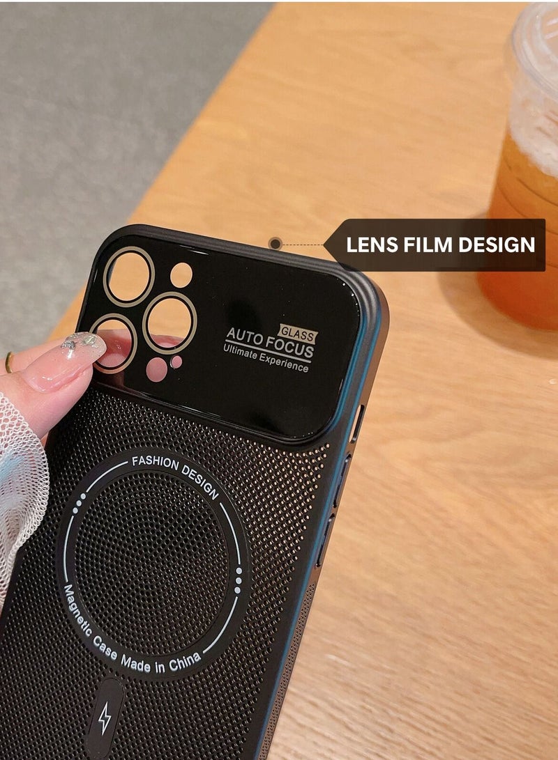 Color Fans For iPhone 13 Pro Max MagSafe Case Lens Protect Heat Dissipation Cover Black - Image 2