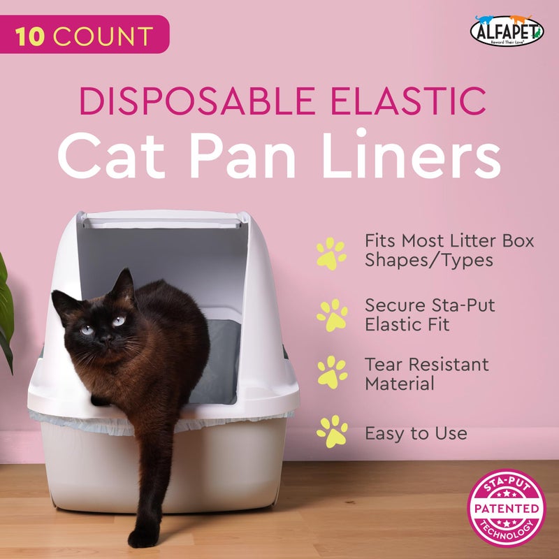 Alfapet Elastic Cat Litter Box Liners - Extra Giant 10 Count - Tear-Resistant Cat Litter Bags - Waterproof Kitty Litter Liners - Fits Litter box Pan Sizes XL, Giant, X-Giant, 37" x 18", 20 lb Capacity - Image 2