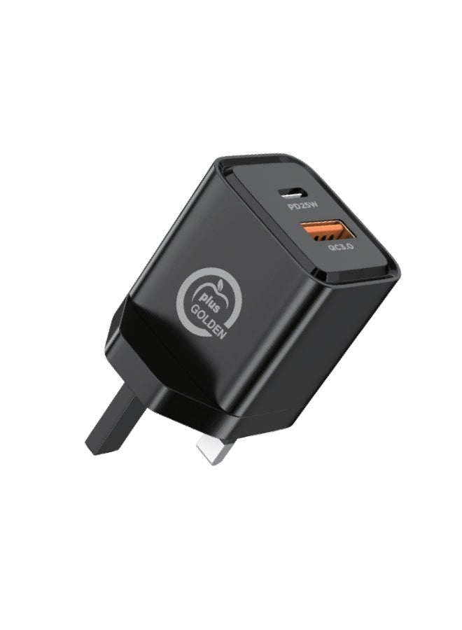 جولدن بلس شاحن ثنائي المنفذ السرعة  (PD 25W & QC 22.5W) شاحن حائط آمن ومدمج بمنفذي Type-C وUSB-A  للهواتف الذكية والأجهزة اللوحية - Image 5