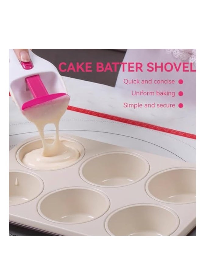 2PCS Cupcake Batter Scoop, Cake Batter Distribution Scoop, One Touch Slide Button Cake Pastry Spatula Spoon, Flour Dispenser Spoon, Ice Cream Scoop, Home Batter Dispenser Baking Tool, Kitchen Gadget  - Image 4