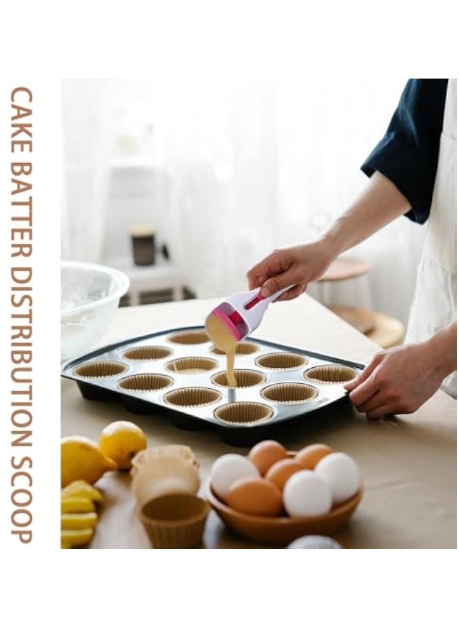 2PCS Cupcake Batter Scoop, Cake Batter Distribution Scoop, One Touch Slide Button Cake Pastry Spatula Spoon, Flour Dispenser Spoon, Ice Cream Scoop, Home Batter Dispenser Baking Tool, Kitchen Gadget  - Image 2