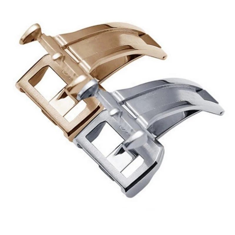 Bluejw 18mm Premium 316L Stainless Steel Butterfly Watch Band Clasp - Rose Gold & Silver Folding Buckle Strap for Watch Replacement - Image 4