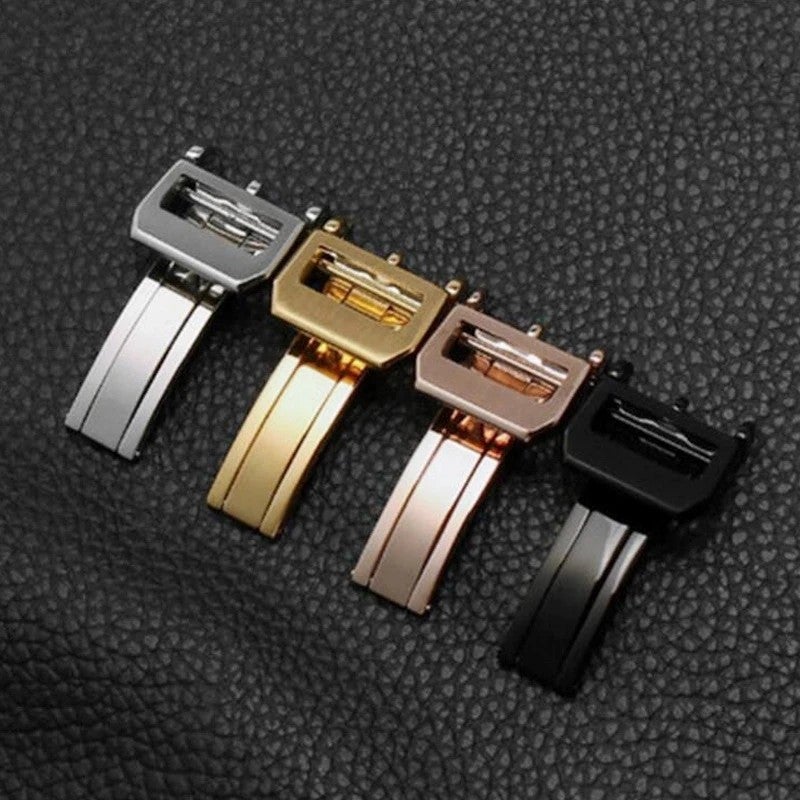 Bluejw 18mm Premium 316L Stainless Steel Butterfly Watch Band Clasp - Rose Gold & Silver Folding Buckle Strap for Watch Replacement - Image 2