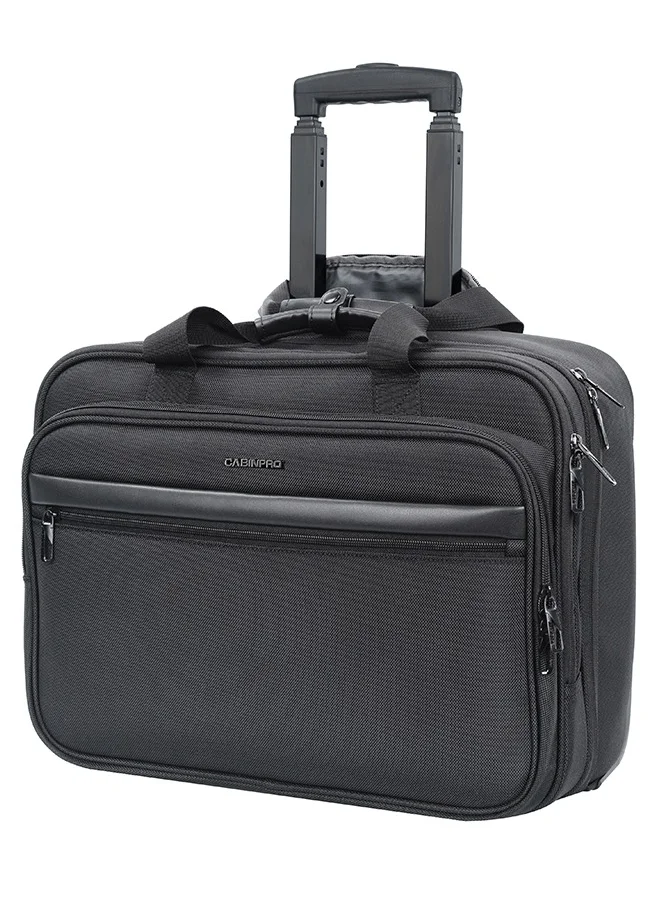 كابينبرو Premium Pilot Case Trolley Water Resistant Multi Compartment Fashion Trolley Laptop Bag for Men Women on Travel Business CP010 Black
