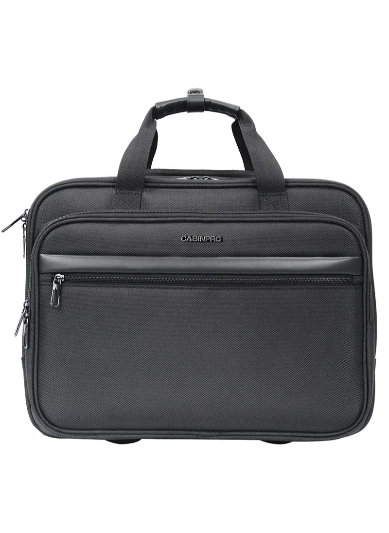 كابينبرو Premium Pilot Case Trolley Water Resistant Multi Compartment Fashion Trolley Laptop Bag for Men Women on Travel Business CP010 Black