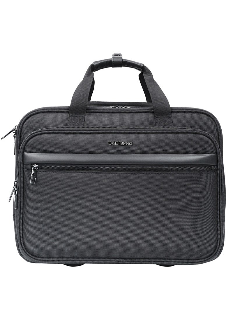 CABINPRO Premium Pilot Case Trolley Water Resistant Multi Compartment Fashion Trolley Laptop Bag for Men Women on Travel Business CP010 Black  - Image 2