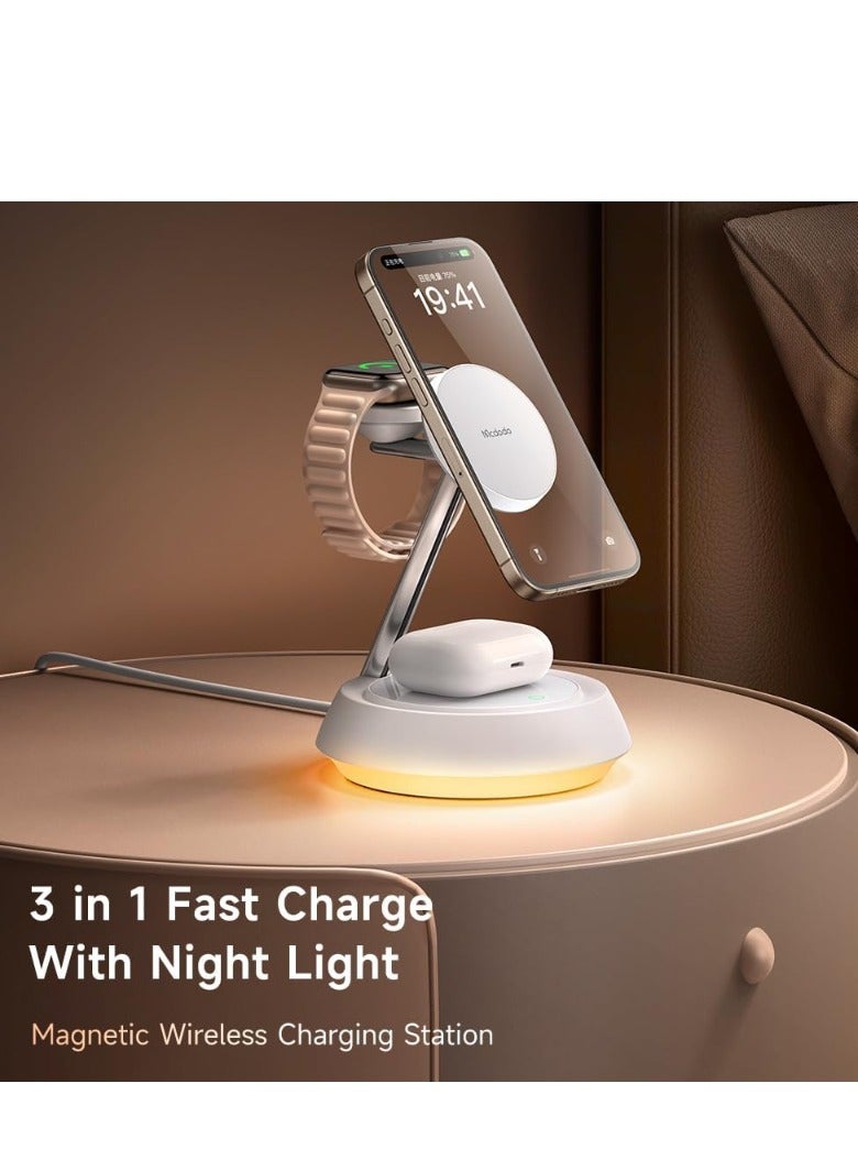 مكدودو محطة شحن لاسلكية مغناطيسية 3 في 1 من ماكدودو مع ضوء ليلي محيطي CH-4950 - Image 2